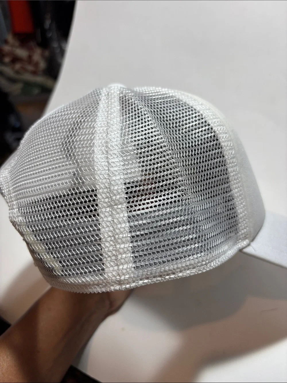 adidas I doubt  White Trucker Hat with Pink Logo Patch